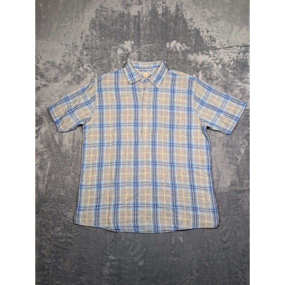 Carbon 2 Cobalt Plaid Flannel Shirt Mens Medium Campcore Gorpcore Cabincore